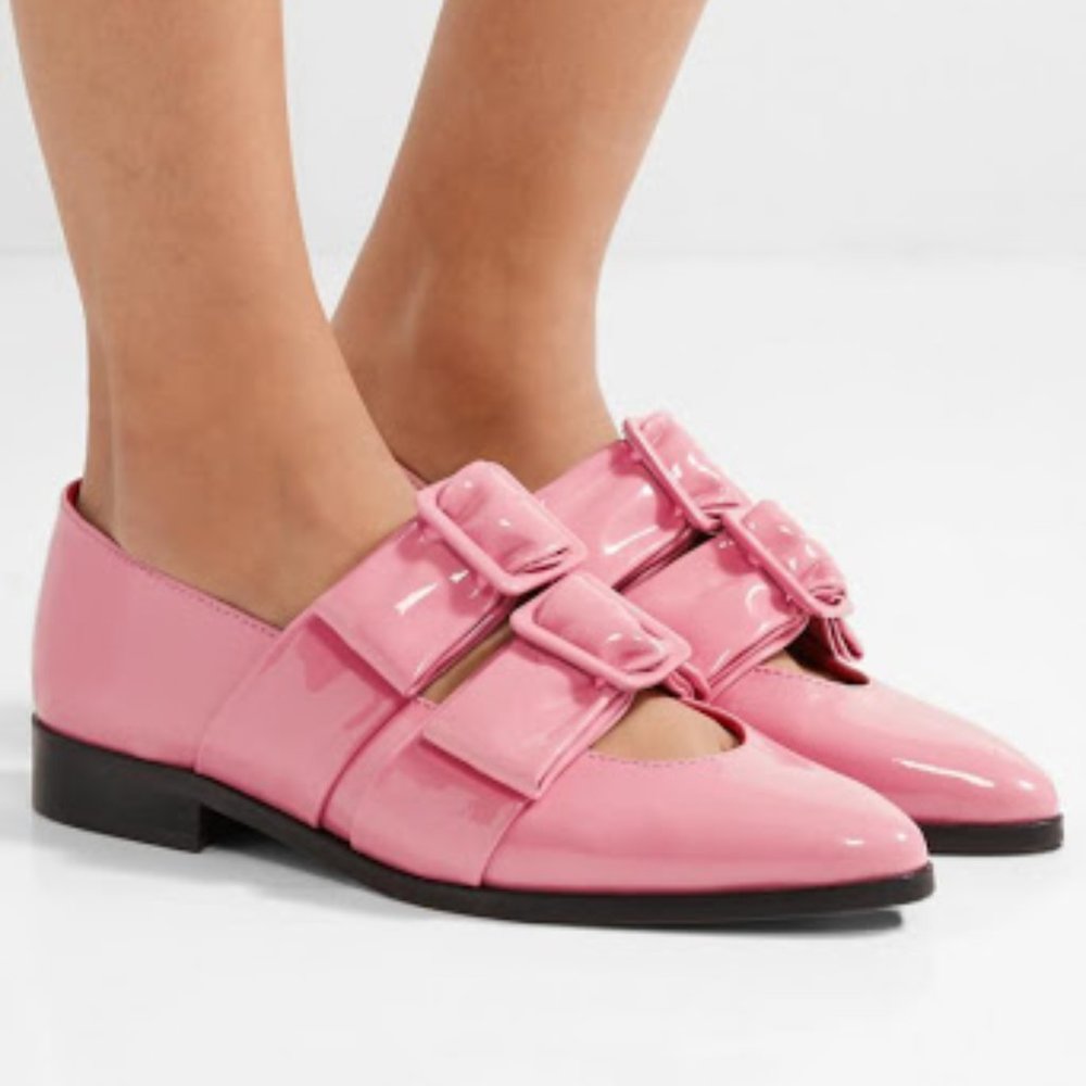 Ganni Idette Pink Patent Leather Flats - Sz 8, NWT